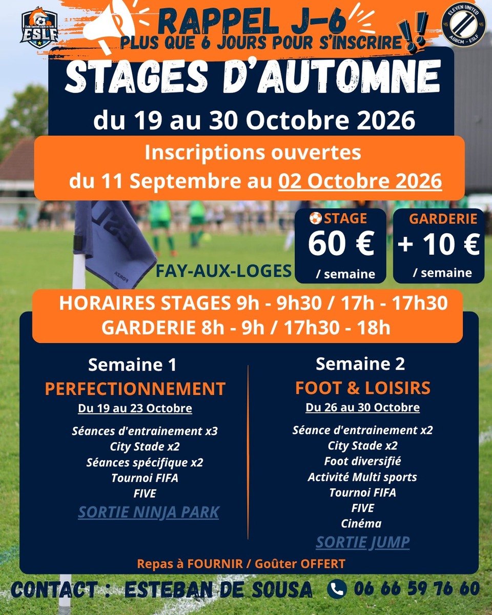 Rappel stages d'Automne 2026